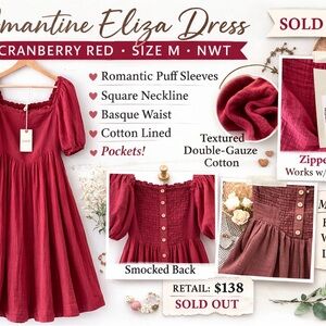 Amantine Eliza Dress Cranberry Red M NWT – Sold Out Size